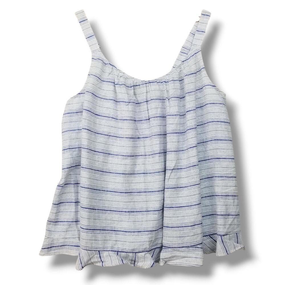 Lane Bryant Linen Blend Cami Tank Top Womens 16 Plus White Blue Striped
